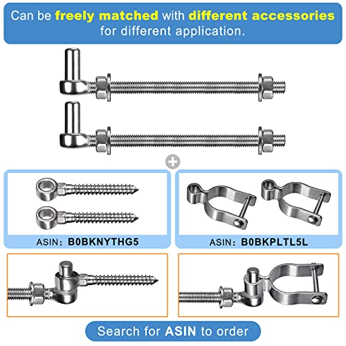 Insaga 304 Stainless Steel J-Bolts Gate Hinge, 10'' Durable J-Bolt Post Hinge, 5/8" Male Pin J-Bolt Hinge For Farm Gate, Gate Hinge Bolts For Metal Gates Through Post (Nuts Included, 2Pcs) #TOP5