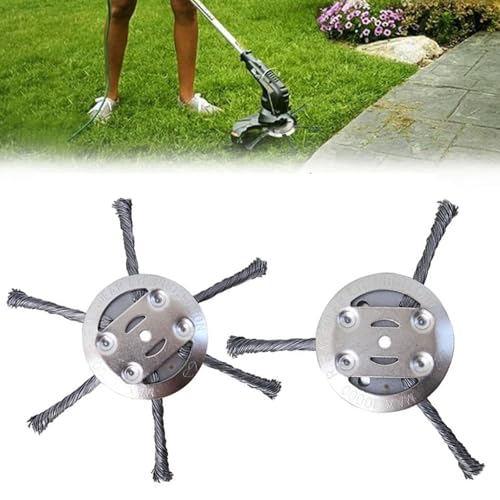 2 Pack 6 inch Steel Wire Brush Cutter Trimmer Head Weed Trimmer Replacement Head Durable Head for Home Users for Electric Battery Powered Cordless String Trimmer
