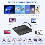 Gotega External DVD Drive, USB 3.0 Portable +/-RW, DVD Player for CD ROM Burner Compatible with Laptop Desktop PC Windows Linux OS Apple Mac Black - Image 4