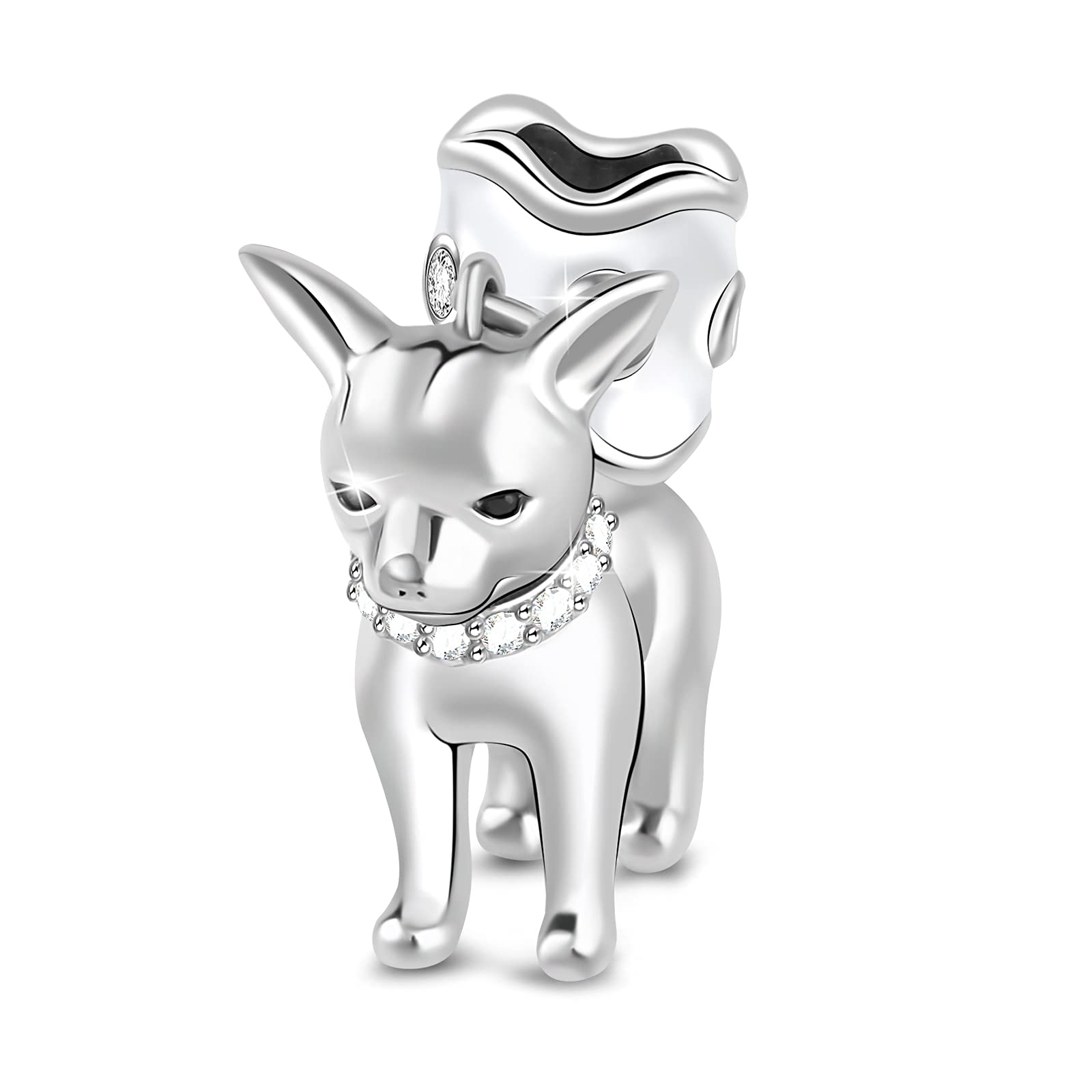 GNOCE Ciondoli per cane cucciolo per braccialetto/collana in argento sterling 925 Chihuahua bassotto ciondolo per donne e ragazze amanti degli animali