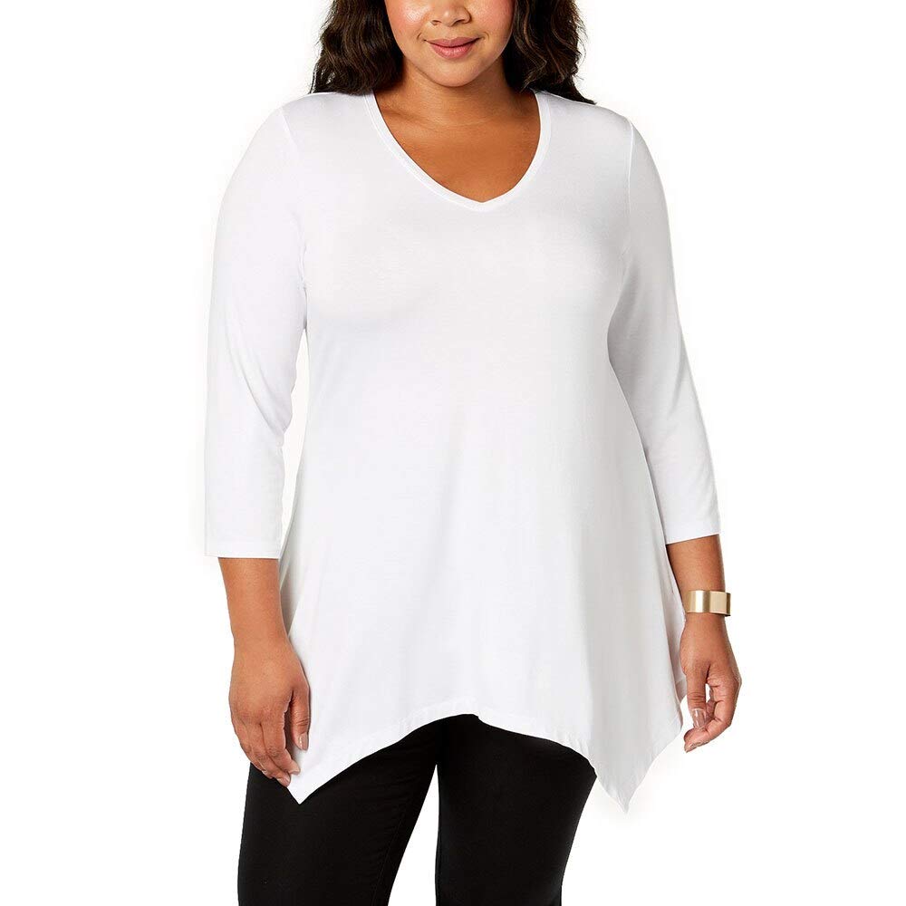 JM CollectionPlus Size Handkerchief-Hem Top