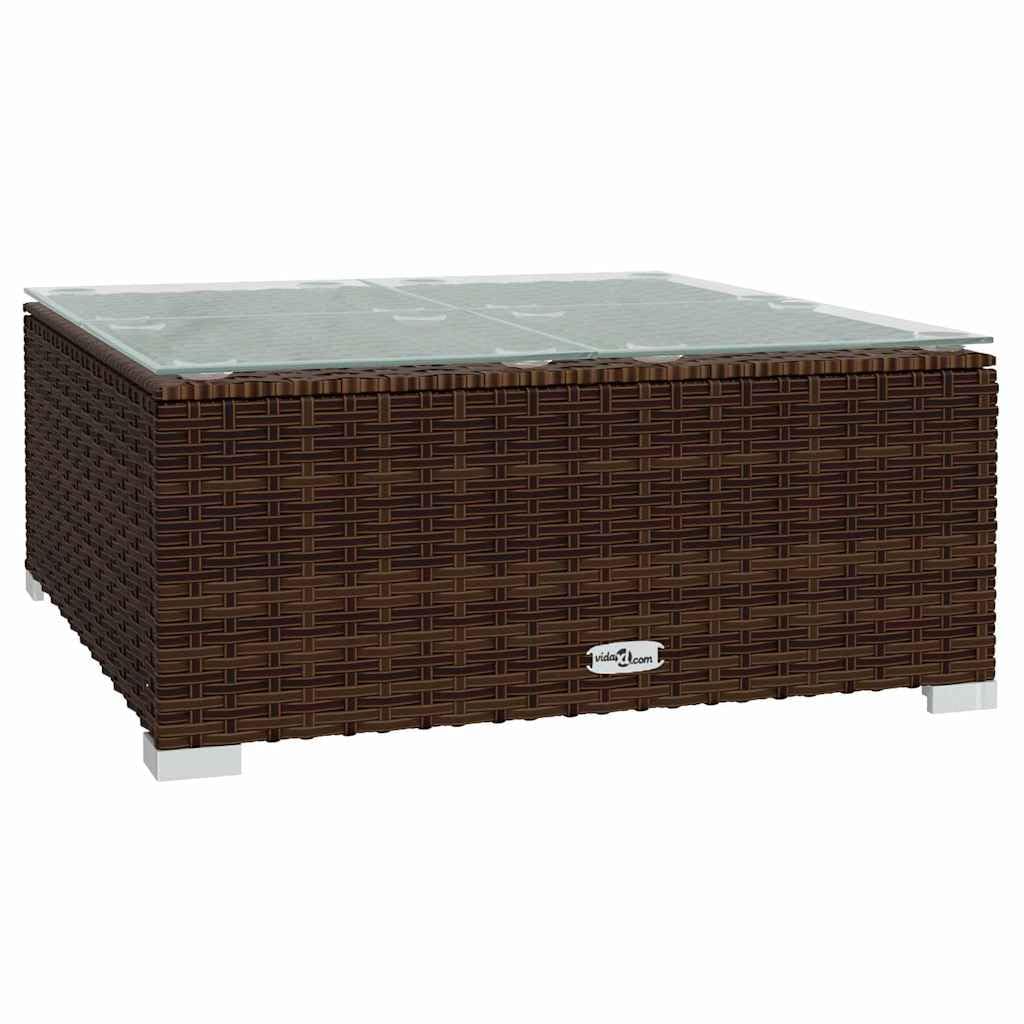 9-częściowy zestaw wypoczynkowy ogrodowy z poduszkami, modułowa sofa outdoorowa z rattanu PE w kolorze brązowym, malowana proszkowo rama stalowa, hydrofobowa tapicerka, chromowane nóżki z