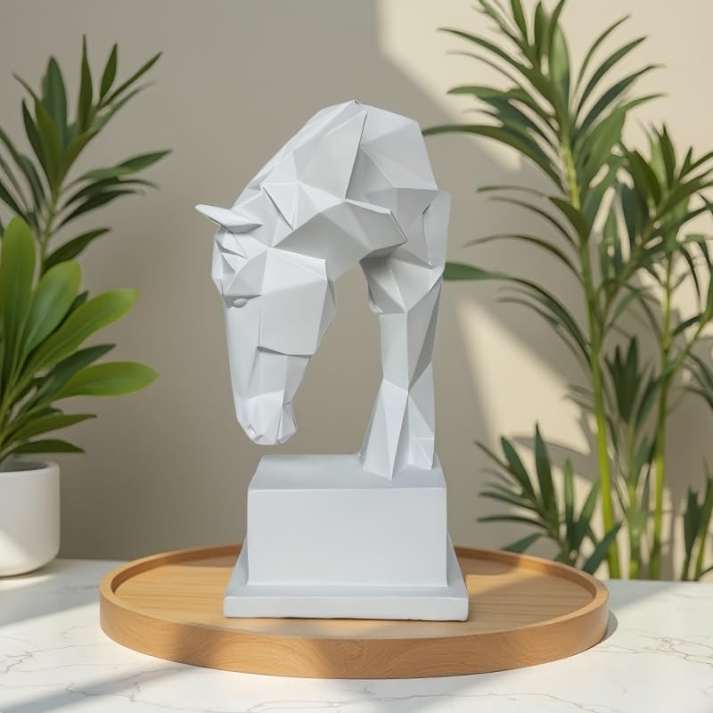 Escultura Moderna Cabeza de Caballo Geométrica en Resina miniatura 6