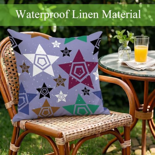 Housses coussin extérieur imperméables 55x55 violet géométrique lot de 2