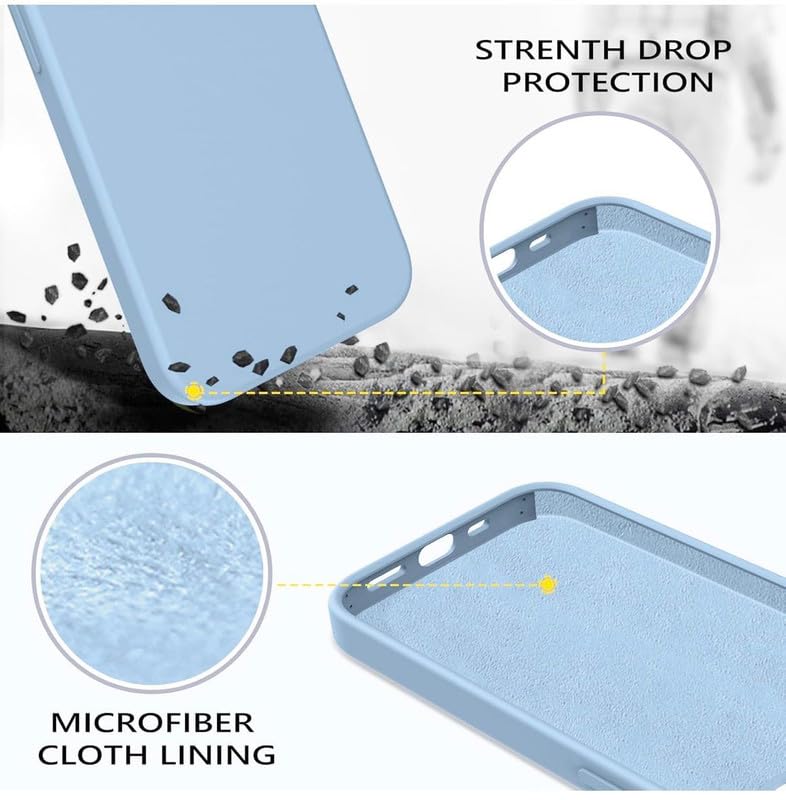 Image of Premium Liquid Silicone Case for iPhone 14 - Slim Full Body Protective Back Cover with Soft Microfiber Lining, Anti-Slip Grip Scratch Resistant Phone Case (Sky Blue)