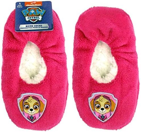 Paw Patrol Toddler Girls' Fuzzy Slipper Socks Pink Fits Shoe Size 10-12
