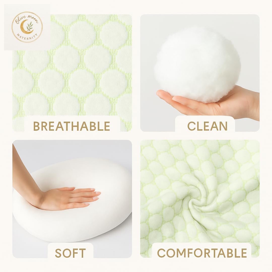 Pregnancy Back Support Pillow | Breathable Coton Cushion for Prenatal & Postpartum Comfort | Washable Cover, Lower Back Relief for Sleeping, Resting, or Nursing