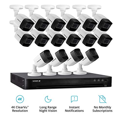Defender 4K Outdoor Security Camera System with 16 Weather Resistant, Night Vision Cameras