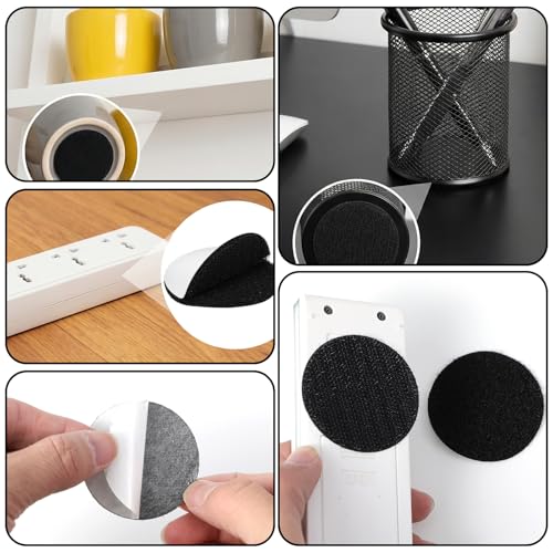 cobee 20 pcs Round Hook and Loop Fastener, Referee Patch Hooks and Loop Dots, Black Self Sticky Adhesive Dots Round Double Sided Hook for Home Office DIY Wall Carpet Gripper Tool - Thumbnail 7