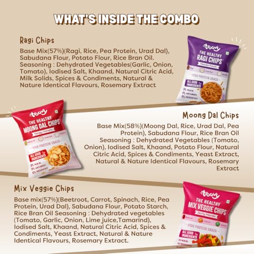 Image of Troovy Healthy Mixed Chips | Tasty & High Protein Snacks | 30% Of Protein Needs | No Palm Oil, Cholesterol or Trans Fats | (Pack of 21)