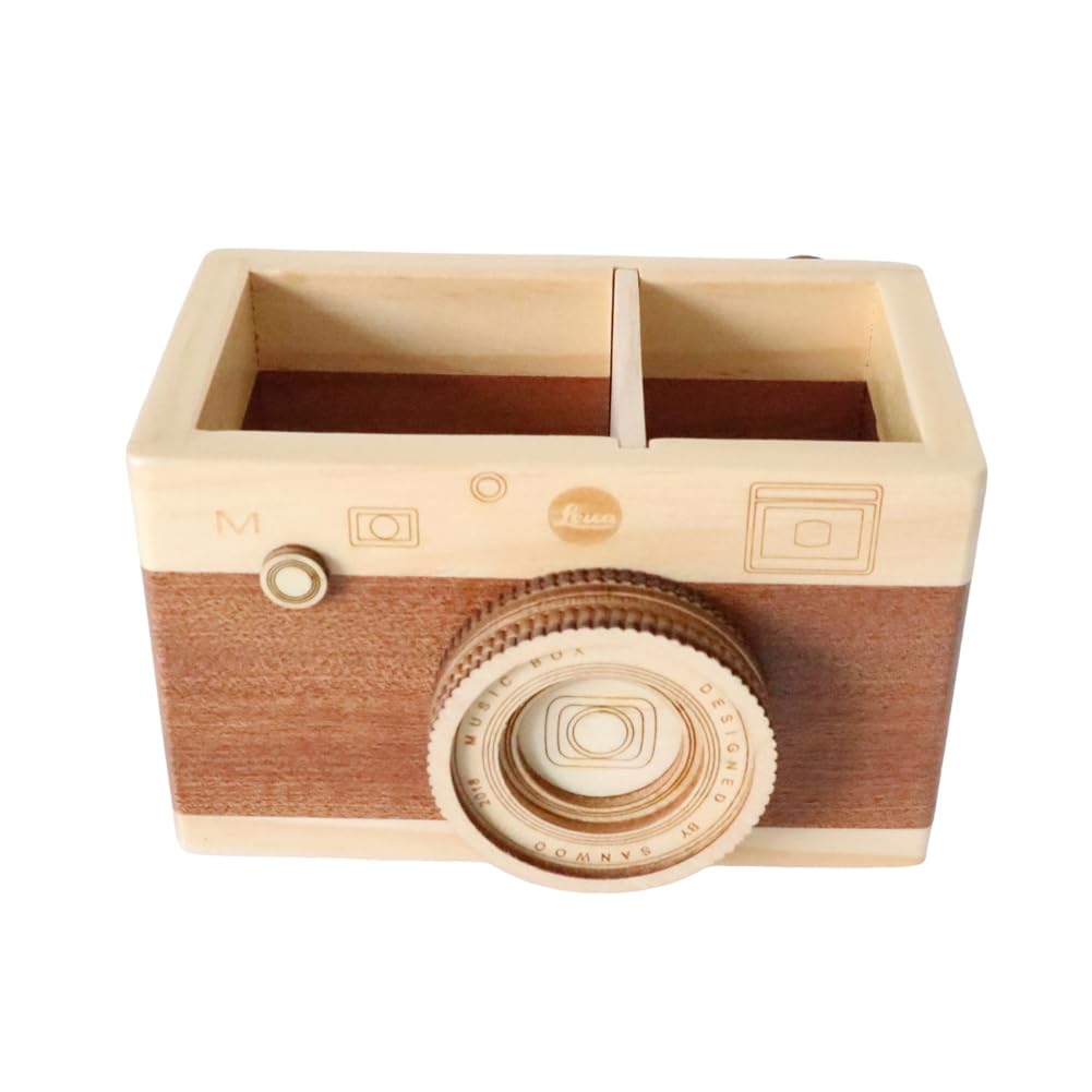 Onchdbfhuu Camera Desktop Pencil Holder Wooden Pencil Holder Stationery Makeup Organizer Decor Holder for Home