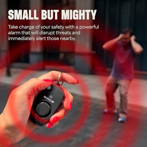 Image of Mace Brand Personal Alarm Keychain (Black) aa‚¬a€oe Emits Powerful 130dB Alarm, Includes Built-in Keychain and Mini LED Light aa‚¬a€oe Batteries Included, Great for Self-Defense