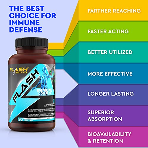 Flash Supplement Immune Complex - Powerful Immune Support For Adults With 35 Vitamins, Minerals, Botanicals, Amino Acids & Nutraceuticals - Vegan Broad Spectrum Immunity Booster (90 Count) #TOP4
