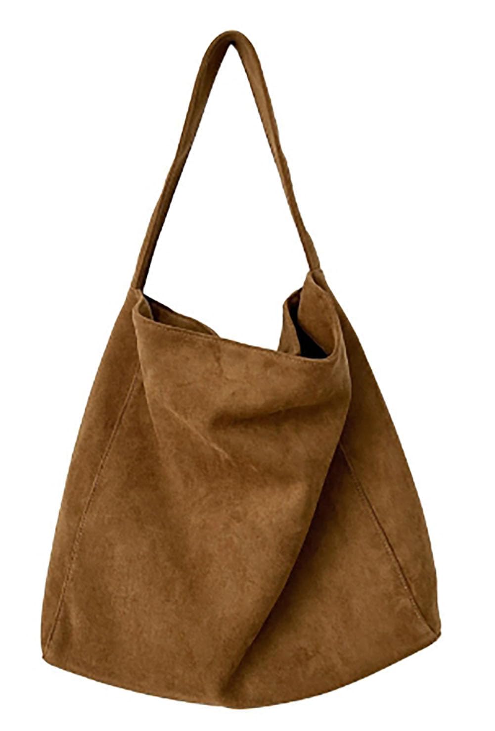 Suede Bags for Women, 2025 New Suede Tote Bag for Women, Retro Slouchy Office Shoulder Top-handle Tote Handbags
