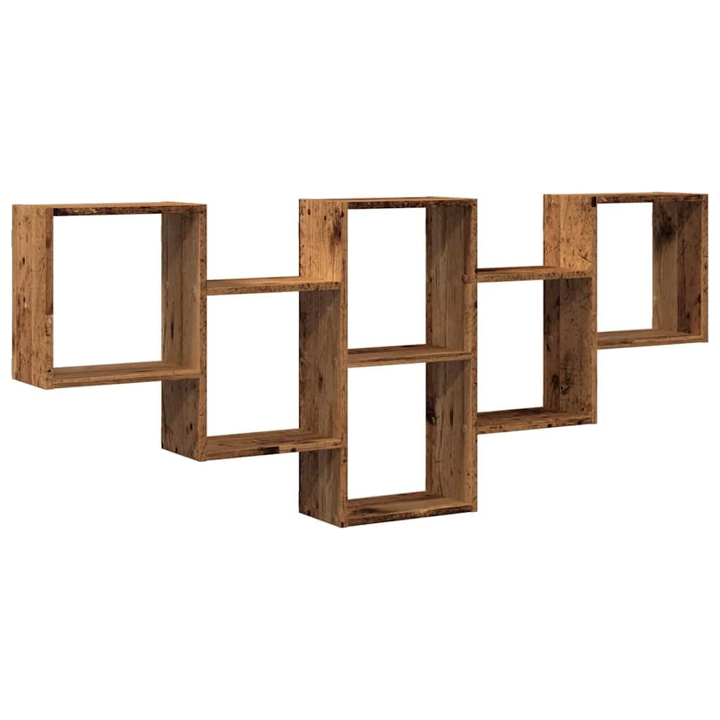 Wandregal Altholz Holzwerkstoff 159x18x66 cm Schwebendes Regal mit Stauraum für Bücher Deko und Pflanzen für Wohnzimmer Küche und Badezimmer