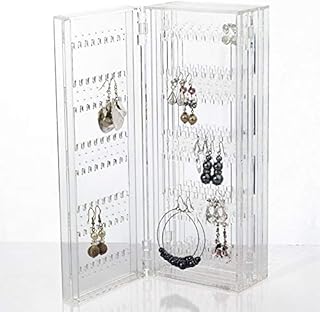 Acrylic Earring Stand Folding Screen Earring Holder Hanging Jewellery Display Organiser Clear Earrings Necklaces Storage Rack Holds up to 140 Pairs of Earrings