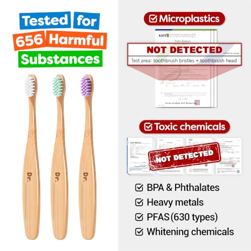 Image of Dr. Noah Microplastic-Free Bamboo Kids Toothbrush, Dentist Designed, Age 4+