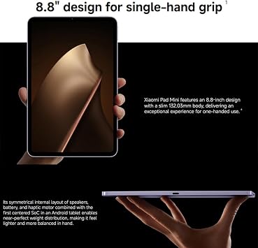 XIAOMI Pad Mini 8GB+256GB - Tablet 8.8 Inches 3K 165Hz, Dimensity 9400+, 7500mAh 67W, 13MP+8MP, HyperOS, Black (with Charger Included)