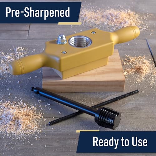 Gewindeschneider-Set – 3,8 cm Vorrichtungs-Dübelgewindebohrer-Set schneidet männliche und weibliche Holzgewinde mit Zweihandgewindebox, Bodenschneider, Stahlschneider und Aluminium-Verschleißbeschläge