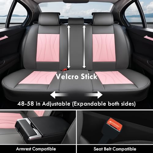 Image of Coverado Car Seat Covers Full Set, Universal Seat Cover for Cars, Luxury Faux Leather Seat Covers, Car Seat Protector Waterproof, Automotive Seat Cover, Car Seat Cushions Fit for Most Cars (Gray&Pink)