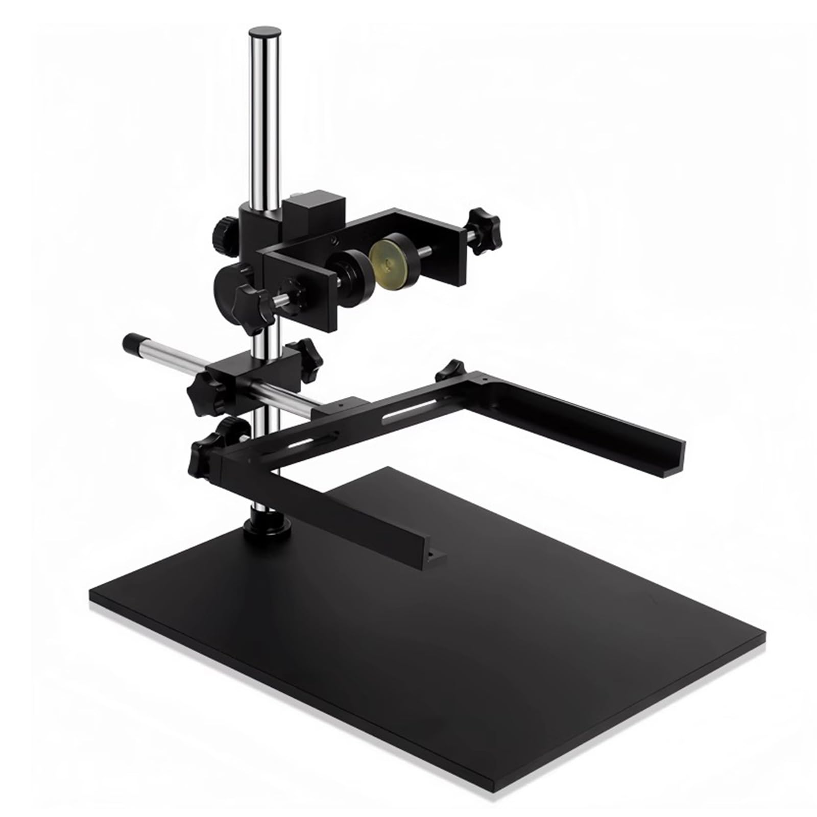 Stojak na mikroskop z regulowanym obrotem, duża podstawa 430 x 340 mm, uchwyt na światło LED, uchwyt na kamerę przemysłową, akcesoria laboratoryjne dla lepszego oglądania