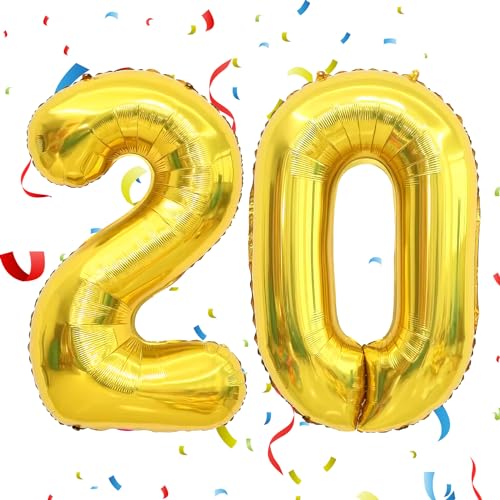 数字バルーン 40インチ ゴールド20個 数字20歳の誕生日デコレーション 男性用 ジャンボバルーン デジタルバルーン 誕生日パーティー/お祝い/デコレーション用品 20歳の巨大な風船