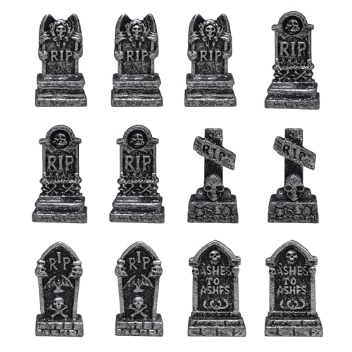 Image of FESTGLOX Mini Tombstones for Crafts, Miniature Gravestones for Halloween