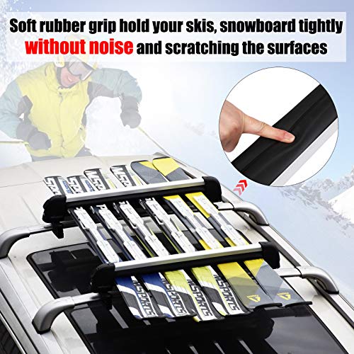 image for PEXMOR Car Ski Snowboard Roof Racks 2 PCS Universal Aluminum Ski Snowb