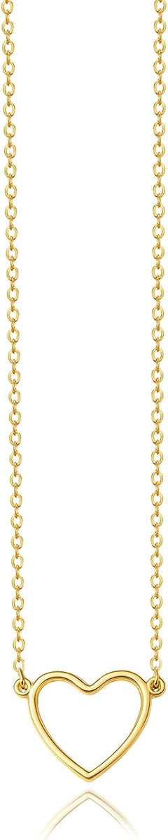 Zeffy Heart Necklace for Women 18k Gold Plated Cute Necklaces Trendy Open Heart Choker Necklaces Dainty Simple Gold Jewelry for Women Gifts