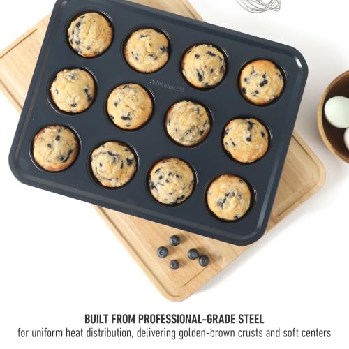 Calphalon Legacy 10-Pieces Nonstick Bakeware Set PFOA-Free, Baking Sheet Set, Baking Pans Set, Carbon Steel Bakeware Pans Collection, High-Heat Oven Safe, for Cookies, Cakes, and Muffins -Navy Blue - Image 6