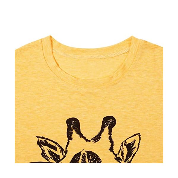 MYHALF-Womens-Fun-Animal-Graphic-Tees-Casual-Short-Sleeve-Summer-Cute-Giraffe-Printed-T-Shirt-Tops MYHALF Womens Fun Animal Graphic Tees Casual Short Sleeve Summer Cute Giraffe Printed T-Shirt Tops Yellow