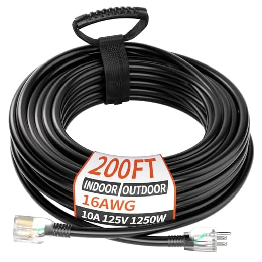 200 ft Flexible Black Extension Cord