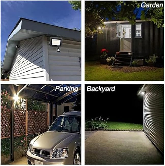 HANNANHONG LED Motion Sensor Flood Light, Slim Design, Plug in,1.5m Cable, IP66 Waterproof (50W)