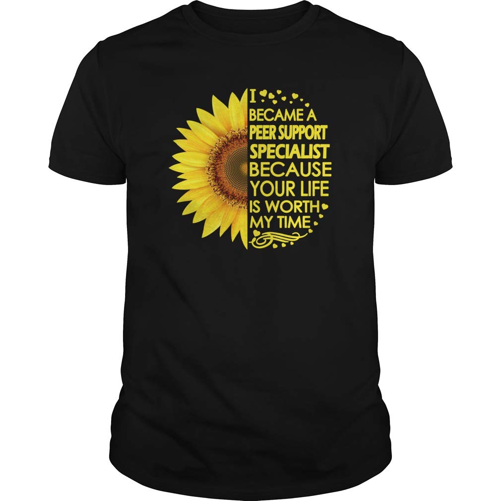 Peer Support Specialist Sunflower T-Shirts - Unisex Tee Black