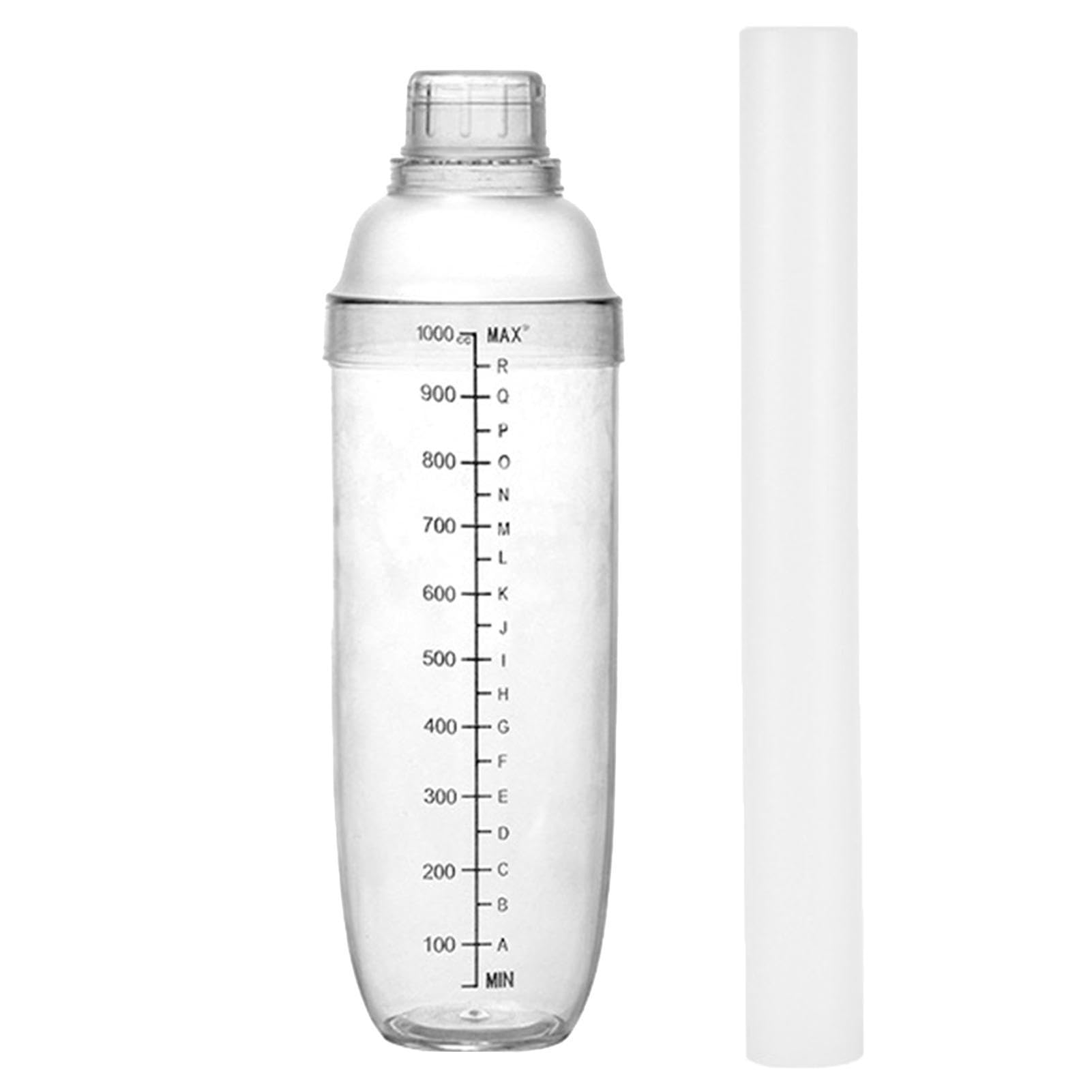 Ensemble shaker à cocktail de 1000 ml, passoire à cocktail avec marteau à citron, flacon shaker transparent avec graduation et passoire, kit shaker pour barman pour outils de cuisine de bar