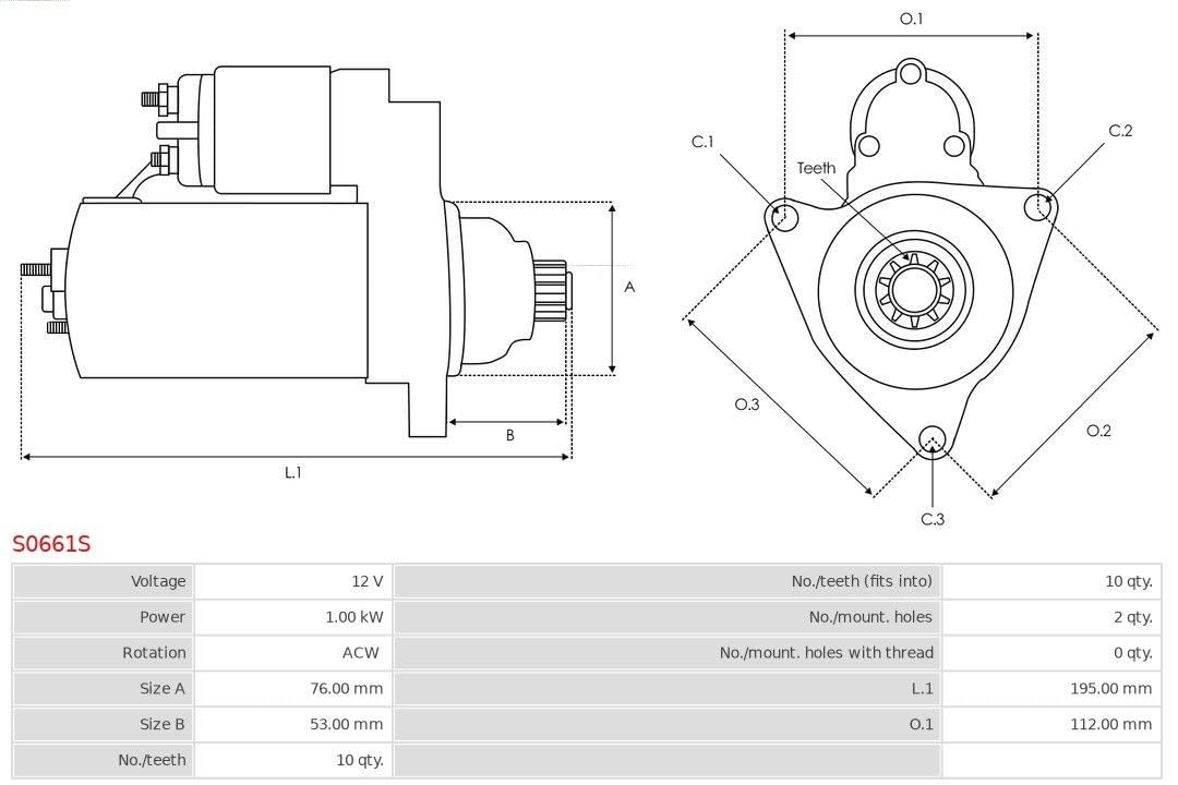 AS-PL MOTOR DE ARRANQUE Compatible con VW Golf 7 Hatchback 5G1, BQ1, BE1, BE2 Golf 6 5K1 Golf 5 Hatchback 1K1, SKODA Octavia III Combi 5E5, AUDI A3 Sportback 8PA