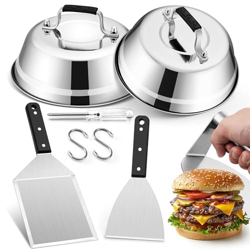 HaWare Smash Burger Set 5-teilig Edelstahl Burger Smasher Set mit Burgerpresse Grillspachtel Pfannenwender & Burgerglocke Grill Zubehör für Gasgrill Feuerplatte und Teppanyaki Spülmaschinenfest