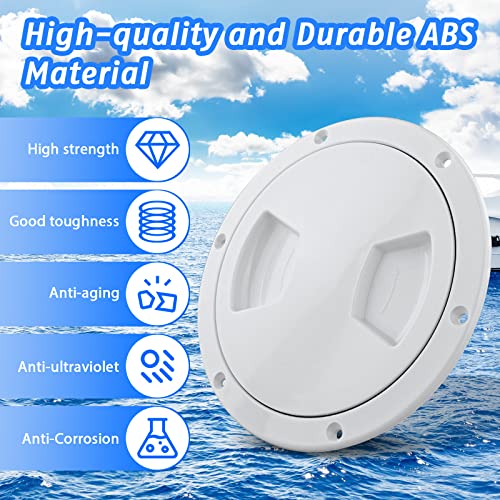 Tceapoo 5 Inch Boat Round Deck Plate Non Slip Inspection Hatch, 5" Marine Access Port Hatch Cover With Screws, Detachable Water Tight Lid Cover For Marine Boat Yacht (White) #TOP1
