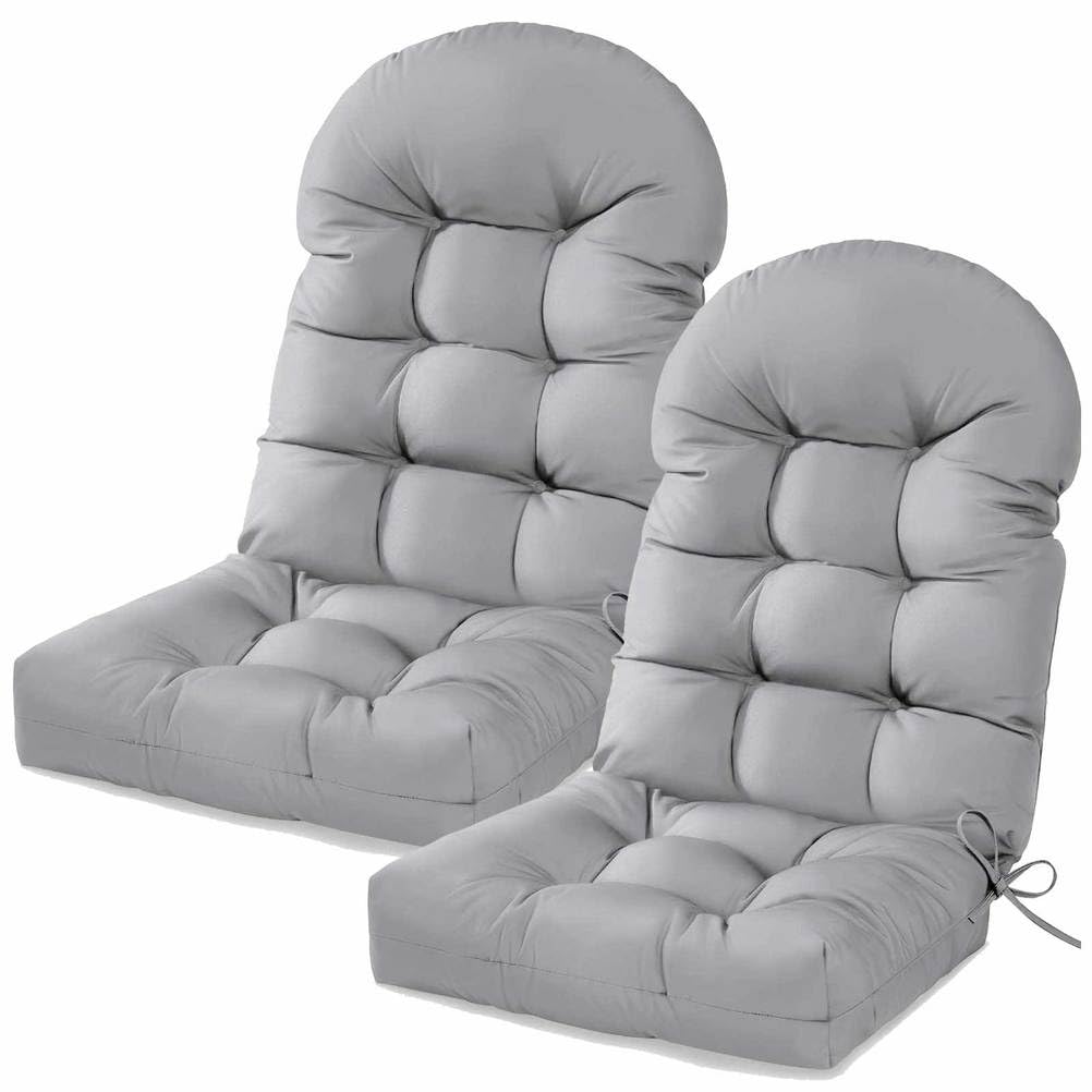 Coussins de chaise de patio extra épais de 10 cm gris hydrofuges pour fauteuil