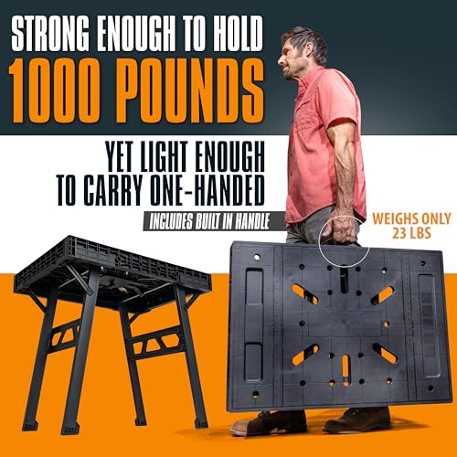 Express Folding Worktable, Easy Setup Portable Folding Workbench, 34" W x 24" D Lightweight Versatile Worktable with 1000 Lbs Load Capacity Work Benches for DIY Home Improvements Professional Worksite - Image 5