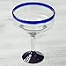 NOVICA - 284619 NOVICA Clear Blue Rim Glass Eco-Friendly Margarita Glasses, 13 Ounces, 'Cobalt Contrasts' (Set Of 6)