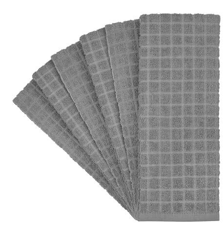 Image of Bumble Kitchen Towels (6 Pack) | 16 inch x 28 inch | 100% Cotton Kitchen Towels | 385 GSM | Soft, Highly Absorbent & Durable Dish Towels for Kitchen | Gray