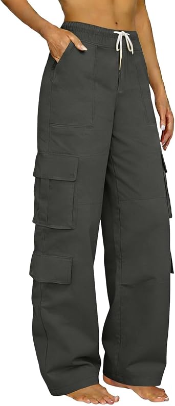 Cargo Pants for Women Casual Baggy Wide Leg Y2K Streetwear Pants High Waist Trousers Outdoor Athletic Outfits 2026