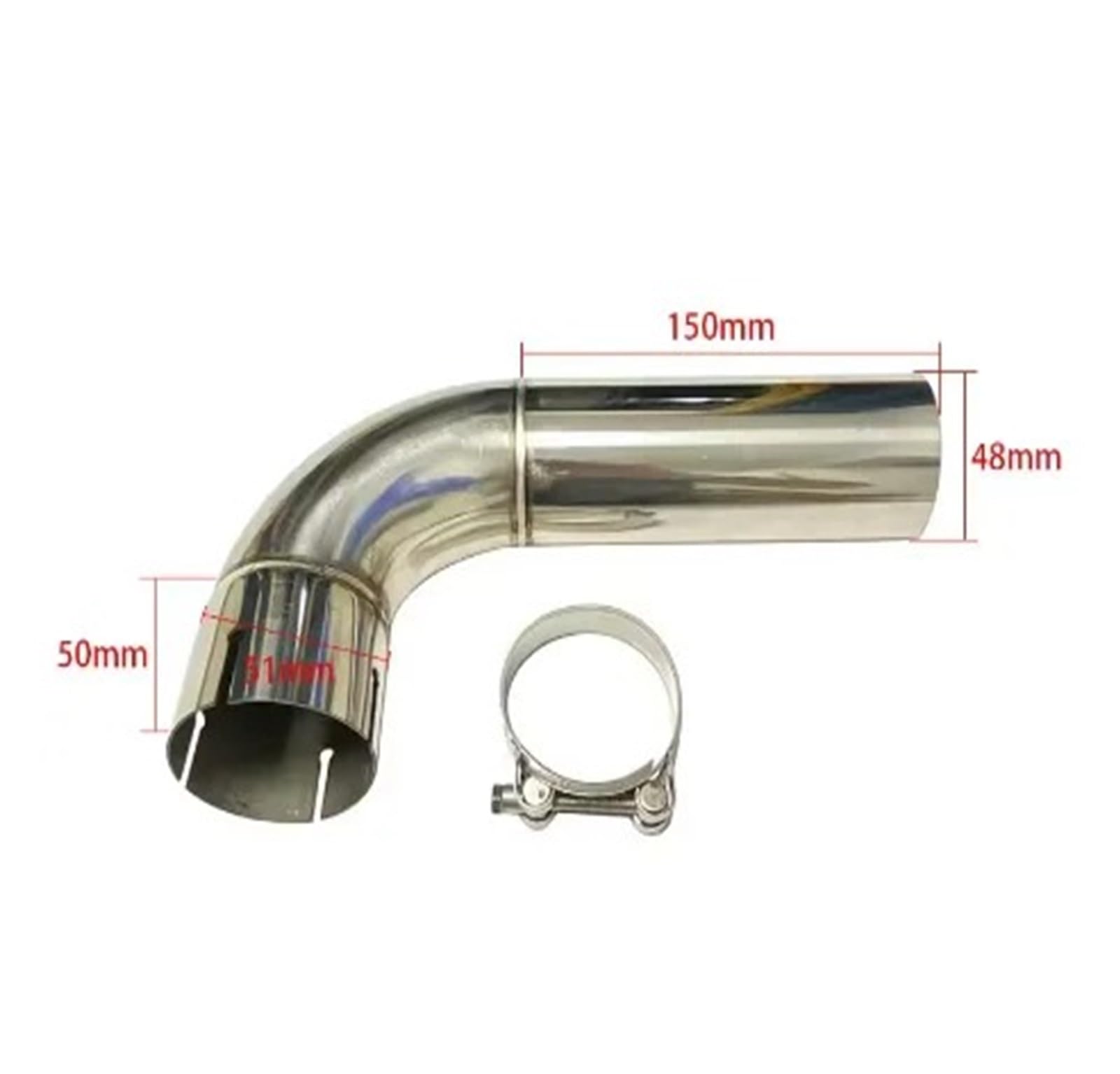 Auspuffrohr Auspuff 1 Stück Auspuffrohr 90-Grad-Drehung Schalldämpfer Ist Mit Dem Ellenbogen-Edelstahl-Autozubehör Verbunden(48mm-51mm)