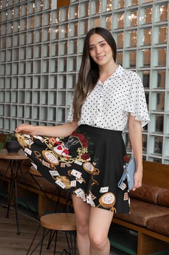 CowCow Womens Skater Skirt Skull Space Feather Rock & Roll Death Patchwork Party A-Line Skirt, XS-3XL3