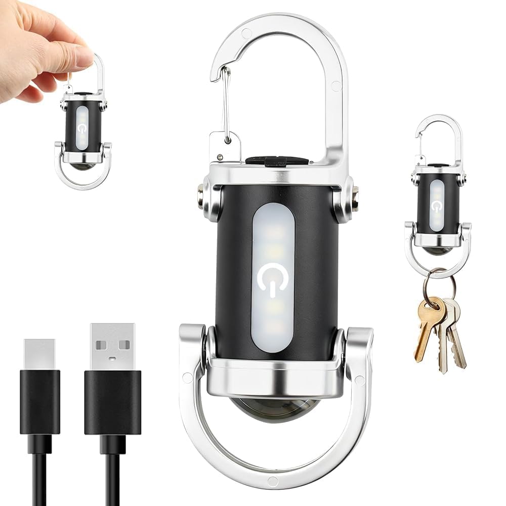Mini Keyring Torch, USB-C Rechargeable LED Flashlight, Portable Waterproof Pocket Torch for Camping, Dog Walking, Hiking and Emergency Use-image-43