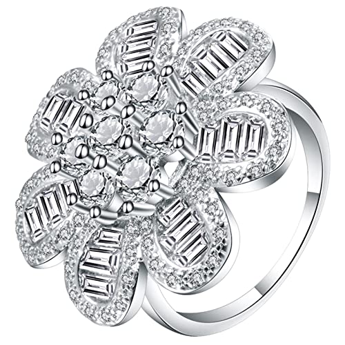 Bague de mariage pour les femmes anti-ternissement fleurir en zircon cubique
