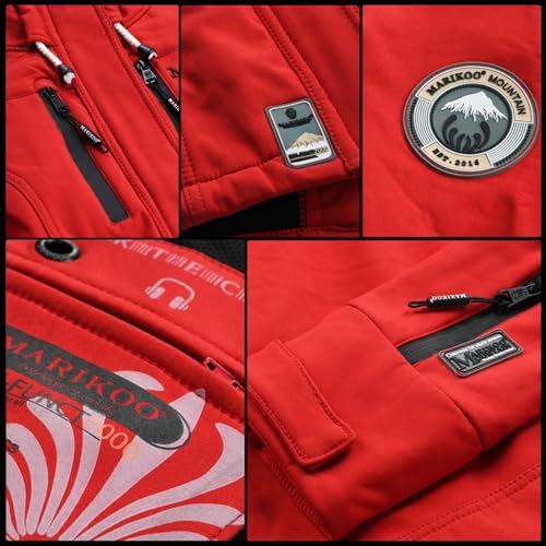 MARIKOO Damen Übergangsjacke Softshellmantel mit Kapuze Zimtzicke Schwarz Gr. XS