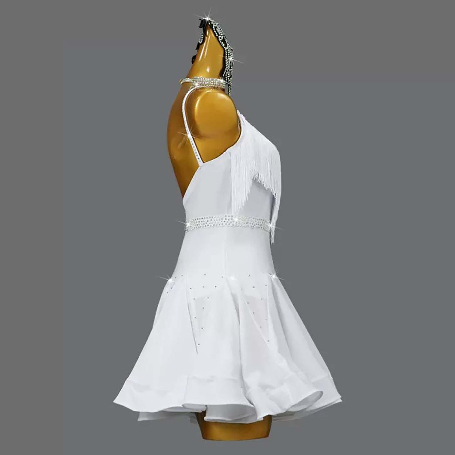 Latein Tanz Performance Kleider Mit Fransen Für Damen Ärmelloses Tango Modern Turnierkleid Mit V-Ausschnitt Gesellschafts