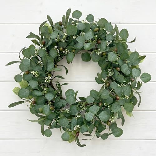 GinzeTop 24 Inch Eucalyptus Wreath for Front Door, Large Artificial